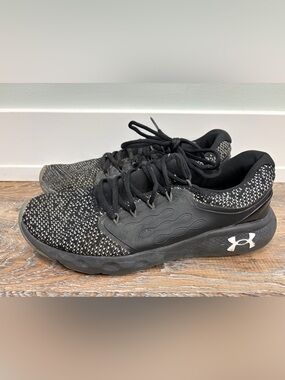 Under Armour Black Knit Running Sneakers with White Accent, Men’s Size 12